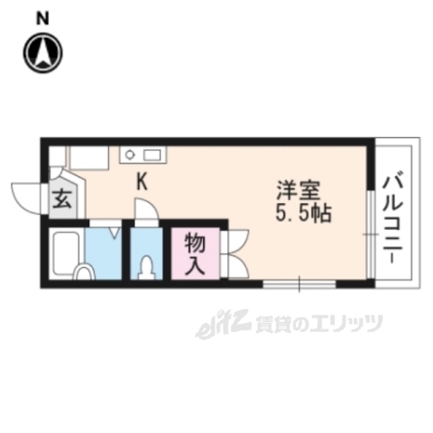 京都市山科区音羽沢町のアパートの間取り