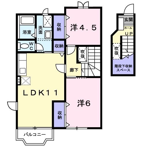 五泉市白山のアパートの間取り