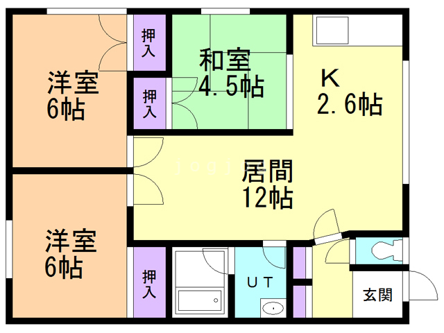 【小樽市銭函のアパートの間取り】