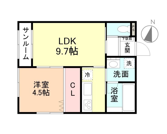 黒部市天神新のアパートの間取り