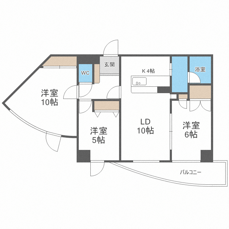 札幌市豊平区豊平四条のマンションの間取り