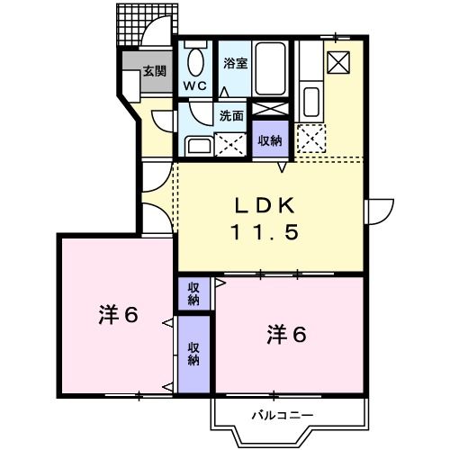 亘理郡亘理町逢隈鹿島のアパートの間取り