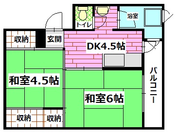 呉市焼山宮ヶ迫のマンションの間取り