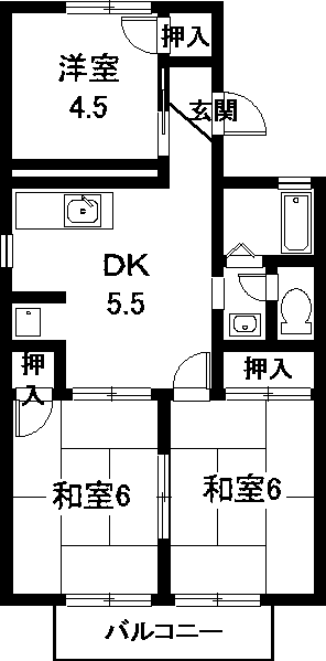 名古屋市中川区中郷のアパートの間取り