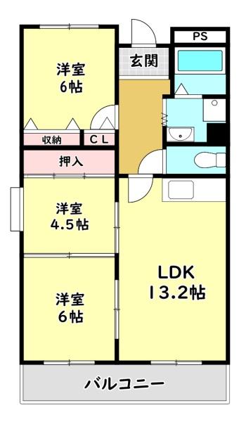 寝屋川市石津中町のマンションの間取り