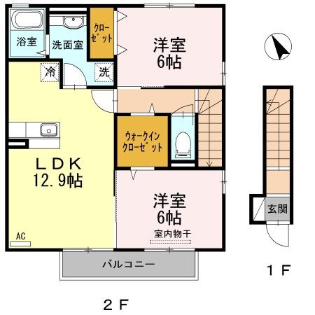 南さつま市加世田東本町のアパートの間取り