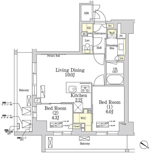 港区南麻布のマンションの間取り