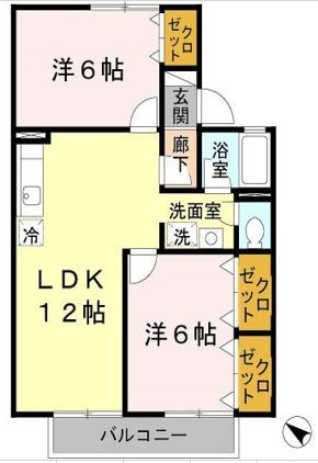 近江八幡市中村町のアパートの間取り