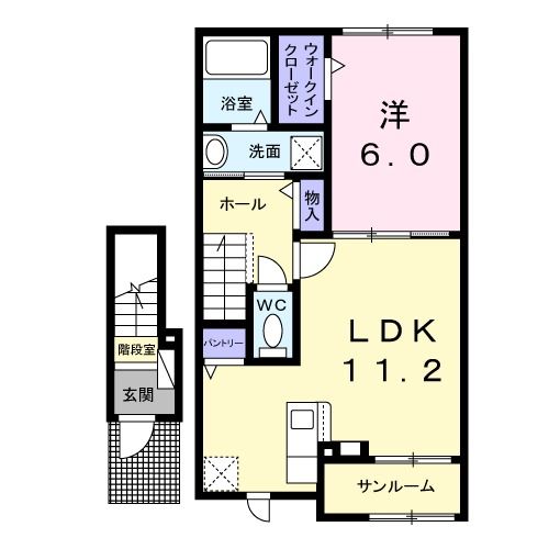 塩竈市白菊町のアパートの間取り