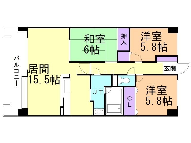 札幌市中央区南一条西のマンションの間取り