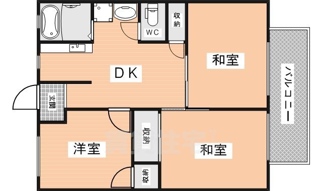 生駒市萩原町のアパートの間取り