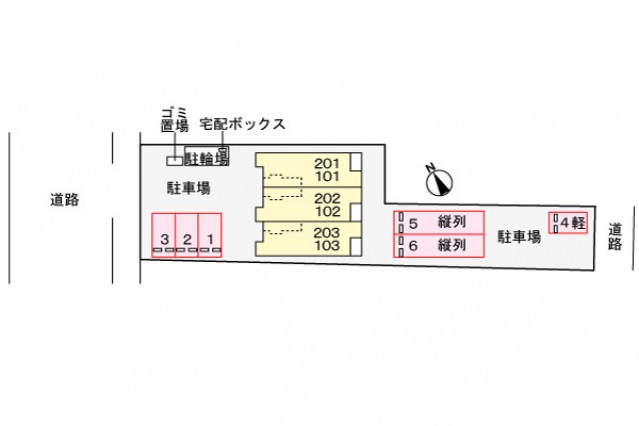 【下関市長府金屋町のアパートの駐車場】