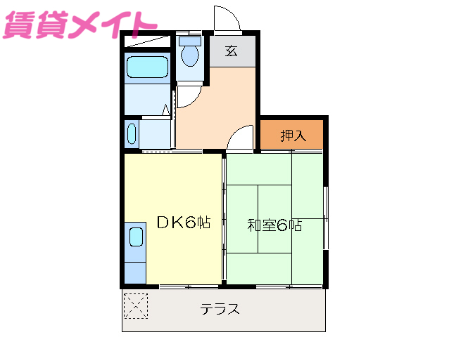 松阪市下村町のアパートの間取り