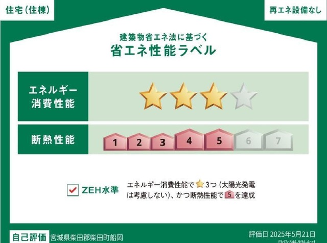 省エネ性能ラベル　断熱性能等級５・エネルギー消費性能星３