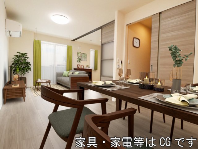 居室・リビング　リビング全景（家具・家電等はCGです。）