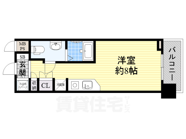ＪＲ東西線 北新地駅 徒歩4分 15階建 築22年の間取り写真