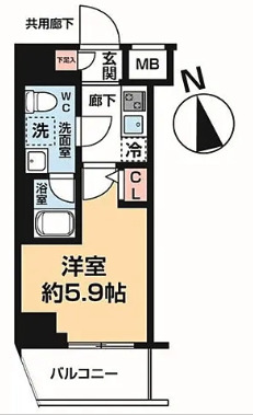 ＪＲ常磐線 松戸駅 徒歩9分 10階建 築1年の間取り写真