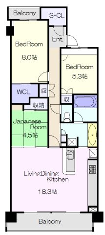 名古屋市千種区富士見台のマンションの間取り