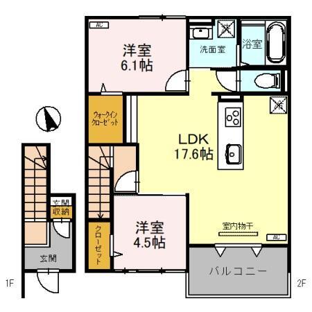 新潟県新潟市東区中興野（アパート）の賃貸物件の間取り