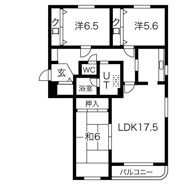 札幌市北区篠路八条のマンションの間取り