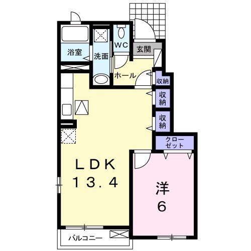 岡山市東区金岡西町のアパートの間取り