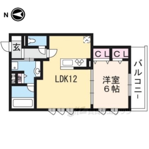 【京都市右京区梅津北川町のアパートの間取り】