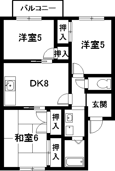 豊明市西川町のアパートの間取り