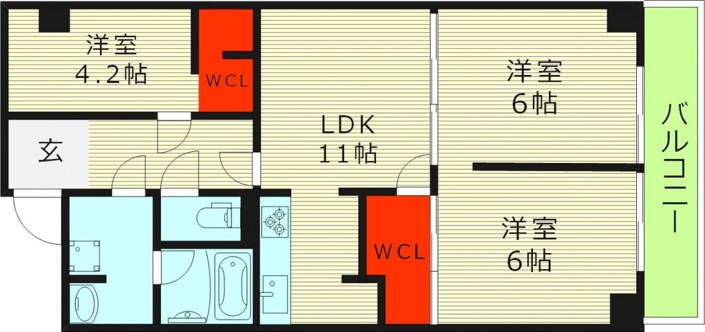 大阪市城東区古市のマンションの間取り