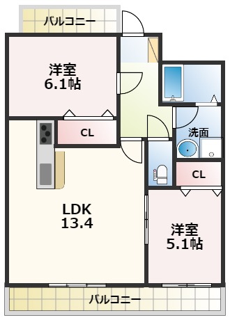 熊本市西区花園のマンションの間取り