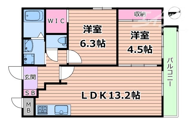 吹田市千里山松が丘のマンションの間取り