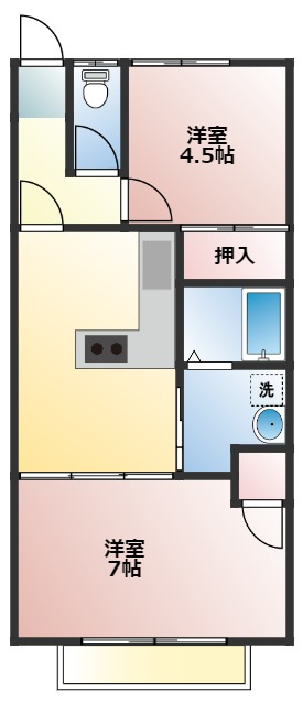 丸亀市山北町のアパートの間取り