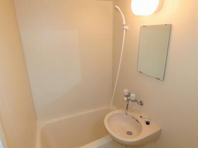 バス・シャワールーム　洗面台とユニット式のお風呂です