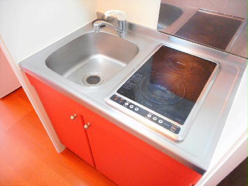 キッチン　2口の電気コンロまたはIHコンロとなります