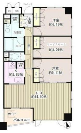 調布市国領町のマンションの間取り