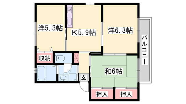 シャーメゾン山崎　B棟の間取り