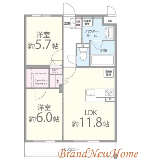 【堺市堺区旭ヶ丘中町のマンションの間取り】