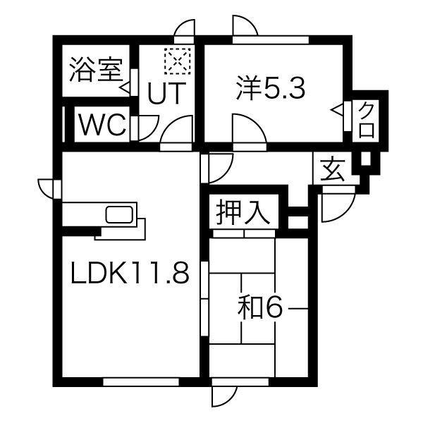 札幌市中央区旭ケ丘のアパートの間取り