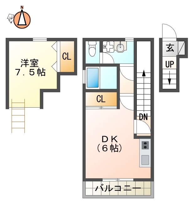 徳島市国府町府中のアパートの間取り