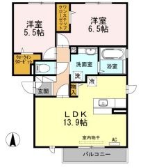 倉敷市玉島長尾のアパートの間取り