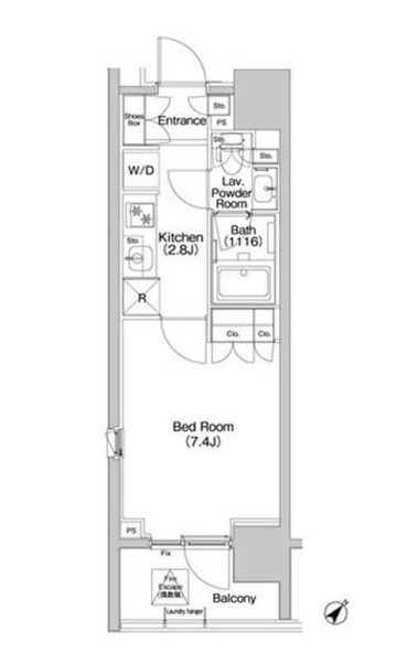 【品川区北品川のマンションの間取り】