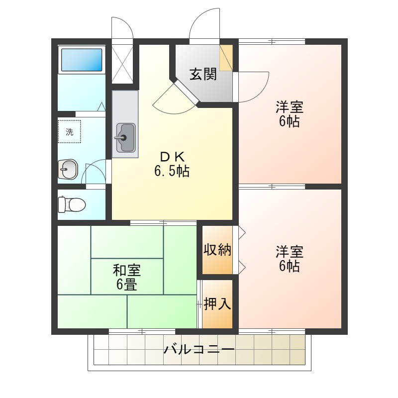 小松島市田野町のアパートの間取り