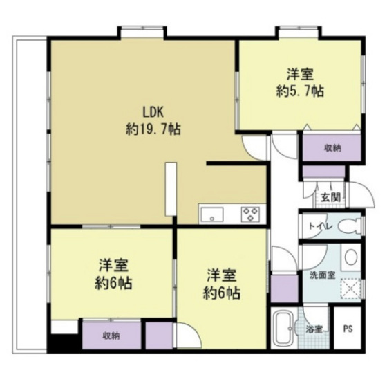 広島市東区戸坂出江のマンションの間取り