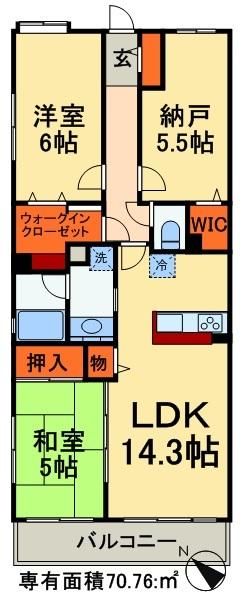 松戸市東松戸のマンションの間取り