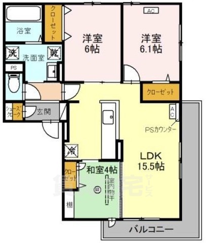 茨木市水尾のアパートの間取り