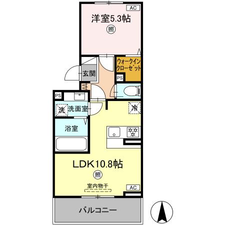 熊本市東区石原のアパートの間取り