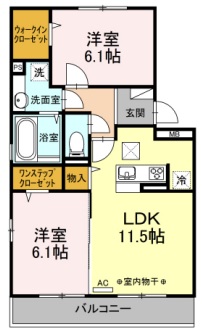 小田原市曽比のアパートの間取り