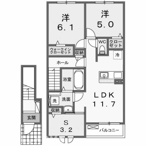 前橋市関根町のアパートの間取り