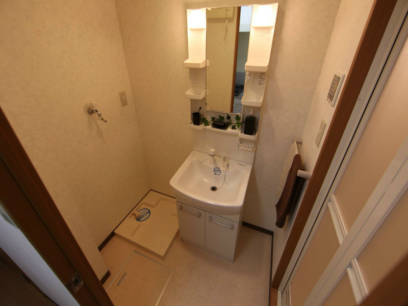 洗面設備　独立洗面台（シャンプードレッサー付）室内洗濯機置場