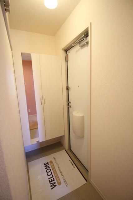玄関　鏡付きのシューズボックス