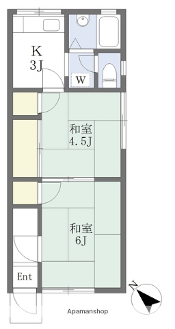 ブルーライン 港南中央駅 徒歩7分 2階建 築41年の間取り写真